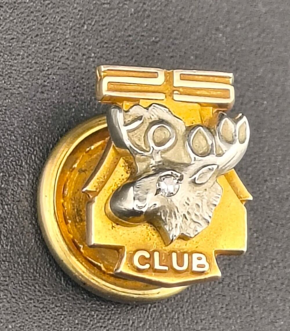 Vintage 10K Gold Diamond Loyal Order of Moose 25 Club Lapel Pin Screwback LGB